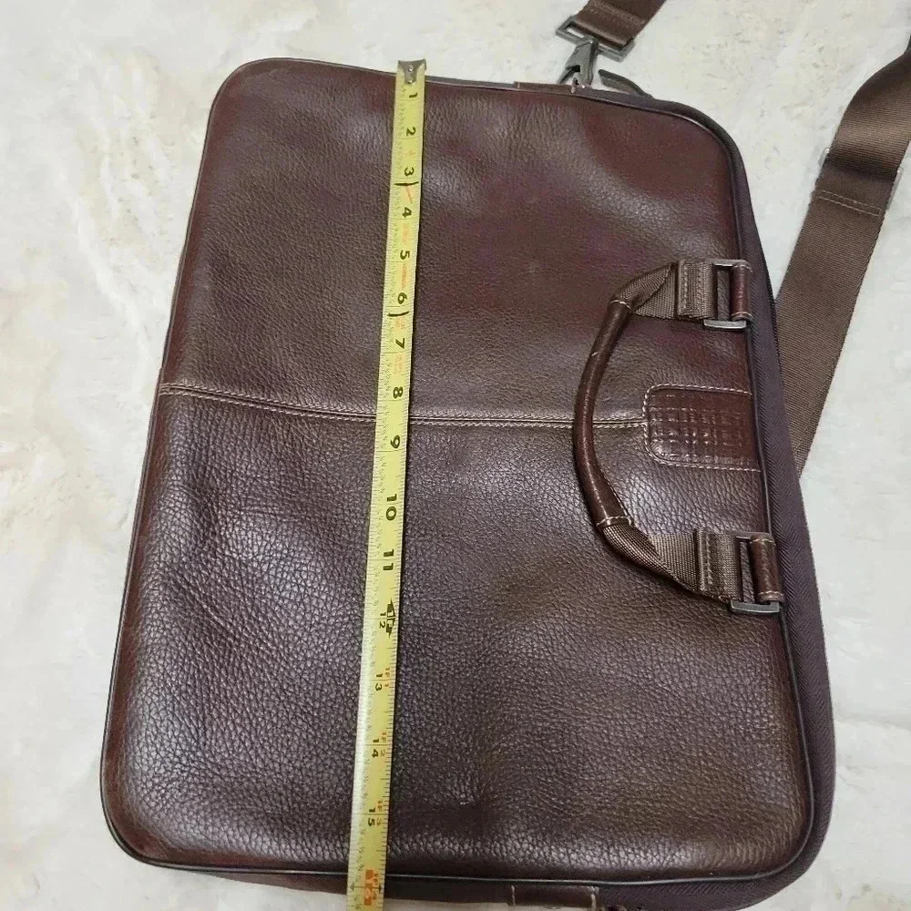 BOCONI BRYANT LEATHER SLEEVE BRIEFCASE LAPTOP TABLET DARK BROWN